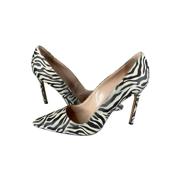Manolo Blahnik Zebra Print Pony Hair Heels 36.5 | Exotic Statement Pumps - Picture 1 of 10